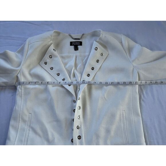 Dennis Basso White Dress Jacket Size Medium, Grommet Accents, Dressy, - Picture 3 of 6